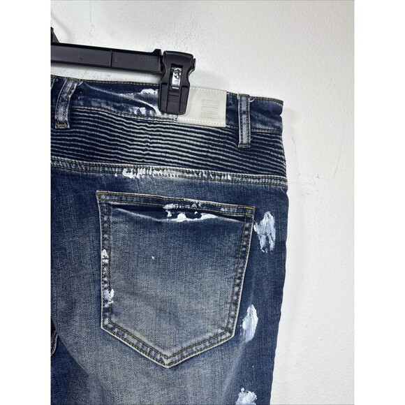 (R7) Embellish Jeans Mens Size 34/33 Biker Distressed Ribbed Paint Spattered - Picture 13 of 15